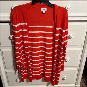 Old Navy Women's Bold Orange Striped Cardigan
